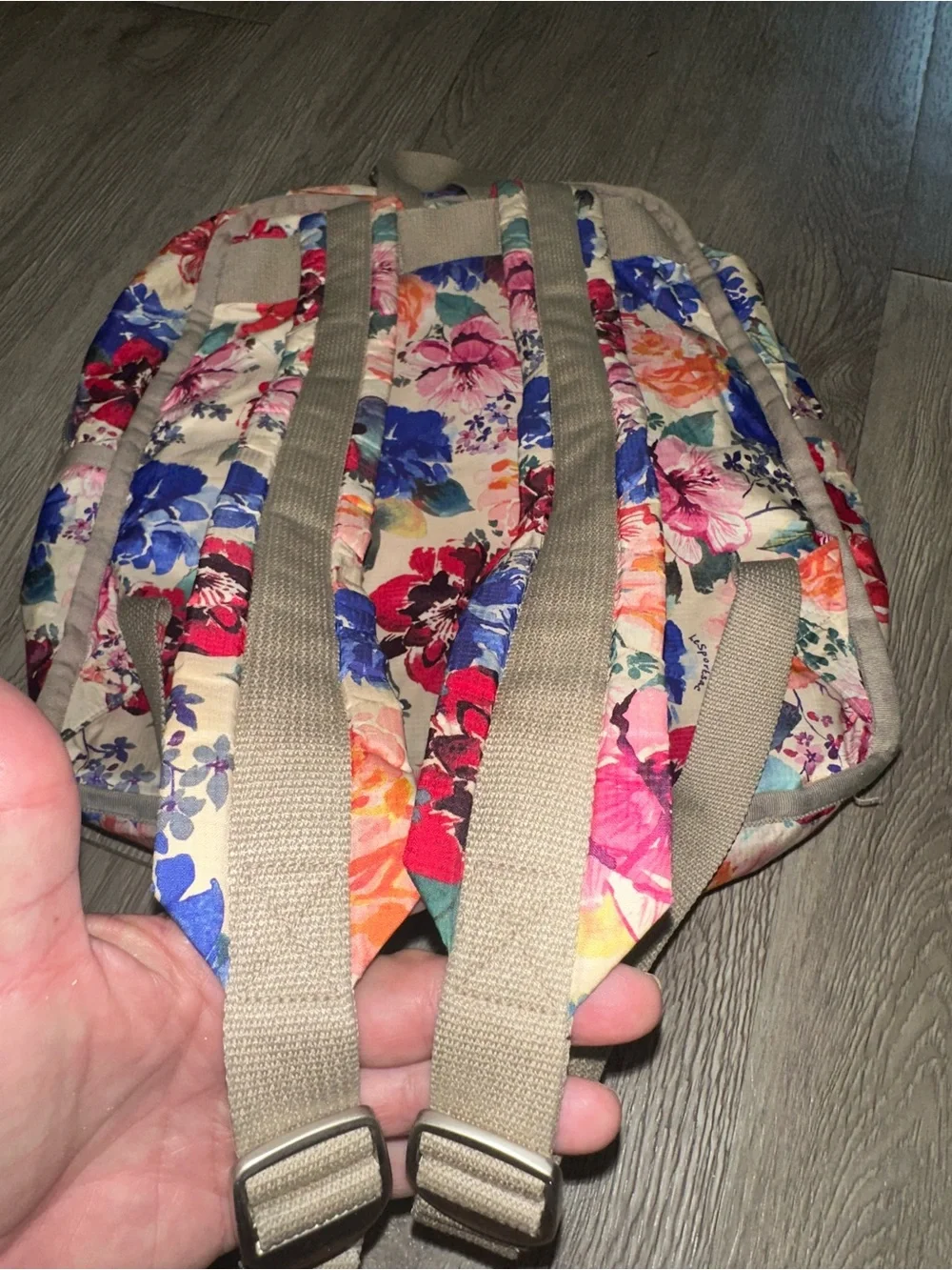 LeSportsac Vibrant Colorful Floral Print Nylon Backpack Carryall Bag